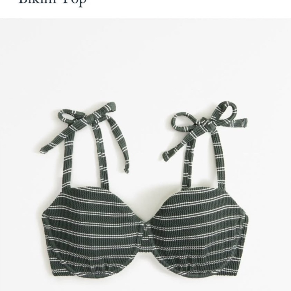 Abercrombie & Fitch Black and White Striped Bikini Top